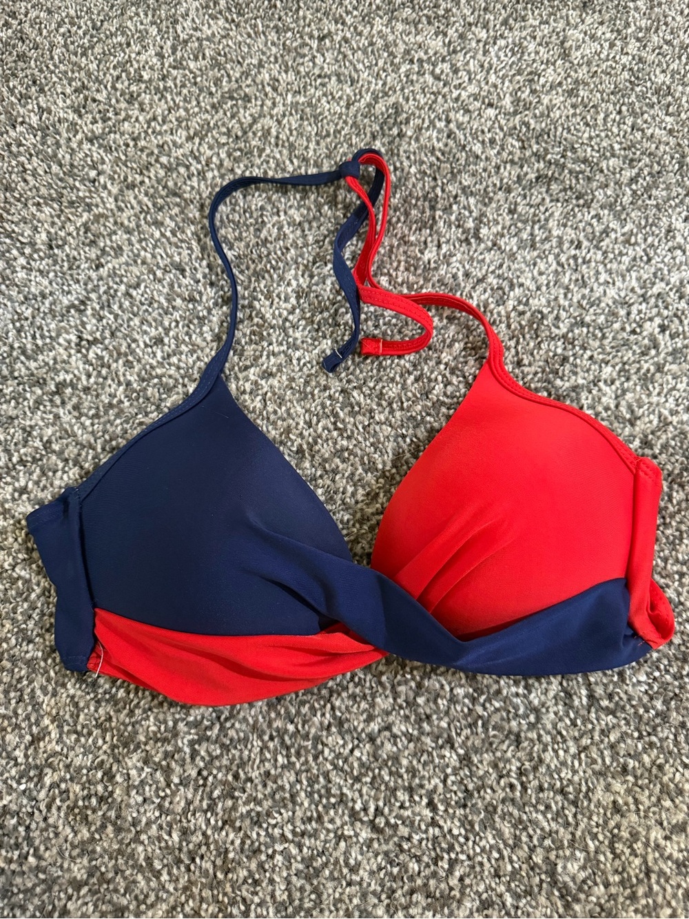 Two-Tone Red and Navy push up Bikini Top